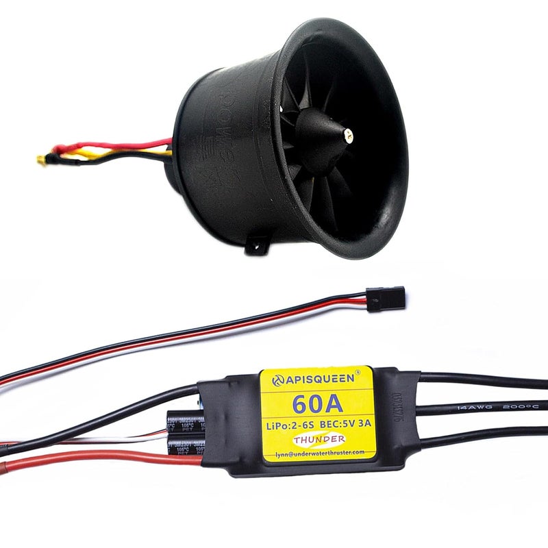 ApisQueen 64MM EDF 4S 3500KV Belt 11 Blades Electric Ducted Fan with 60A ESC for Aircraft Model Aircraft Jet Enging - Image 1